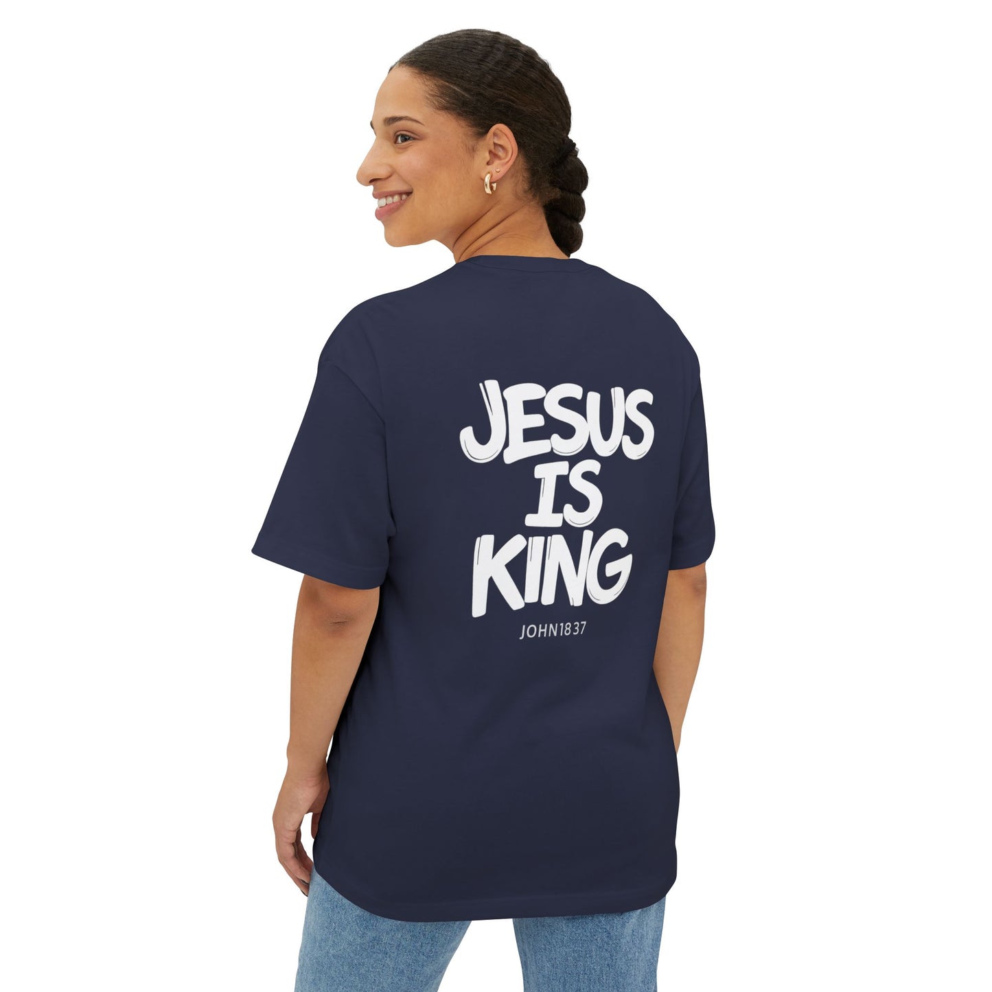Jesus Is King Oversized Tee — Christian Graphic T‑Shirt (John 18:37)