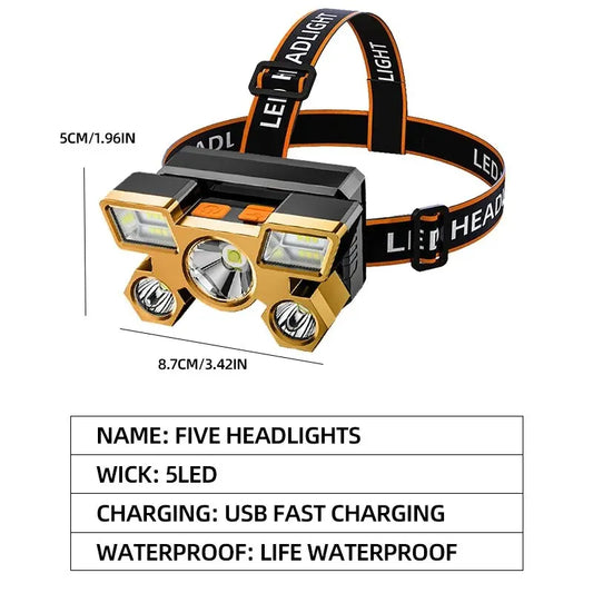 Rechargeable LED Head Torch – Camping & Fishing