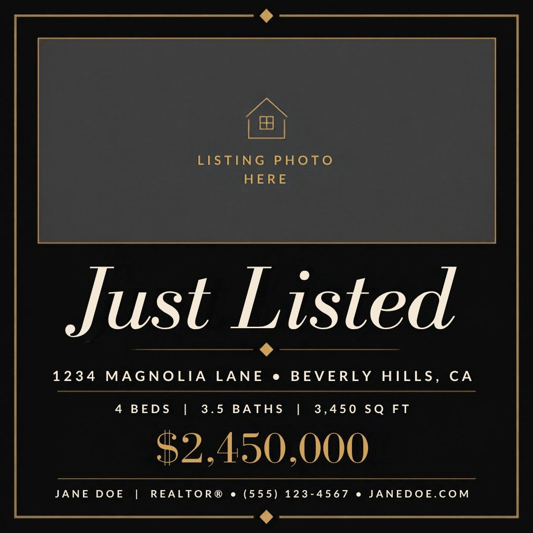 Just Listed luxury real estate Instagram post template