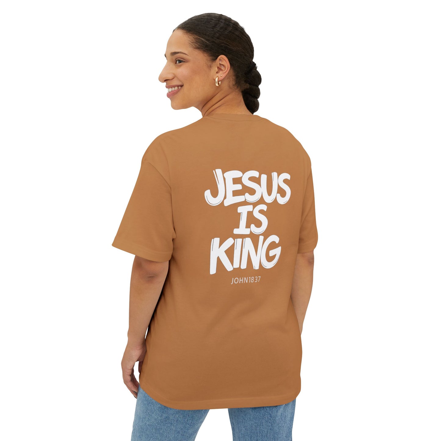 Jesus Is King Oversized Tee — Christian Graphic T‑Shirt  (John 18:37)