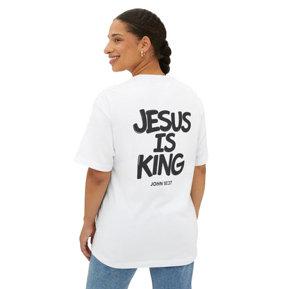 Jesus Is King Oversized Tee — Christian Graphic T‑Shirt  (John 18:37)