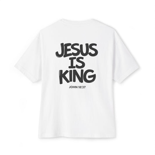Jesus Is King Oversized Tee — Christian Graphic T‑Shirt  (John 18:37)