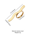 Stainless Steel Metal Wave Line Open Rings For Women Minimalist Gold Color Irregular Curved Adjustable Ring Jewelry Gift