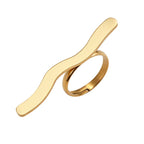Stainless Steel Metal Wave Line Open Rings For Women Minimalist Gold Color Irregular Curved Adjustable Ring Jewelry Gift