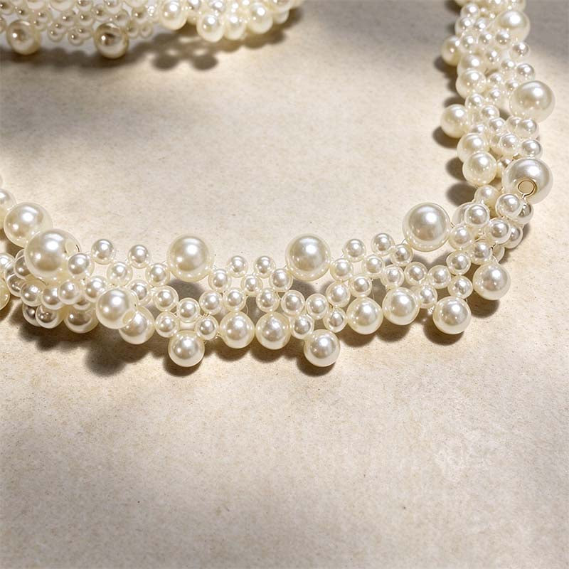 Elegant Imitation Pearls Necklace For Women Vintage Geometric Clavicle Chain Necklace Wedding Bride Jewelry Accessories