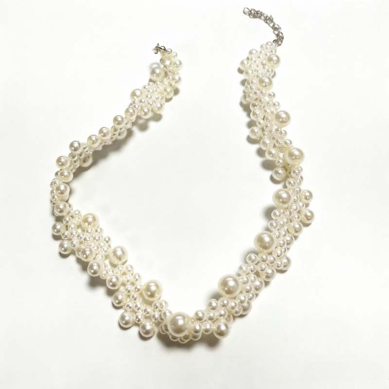 Elegant Imitation Pearls Necklace For Women Vintage Geometric Clavicle Chain Necklace Wedding Bride Jewelry Accessories