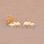 Luxury Green Crystal Zircon Leaves Stud Earrings for Women Fashion Gold Color Geometric Piercing Earring Bride Wedding Jewelry