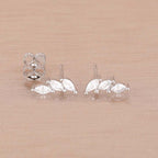Luxury Green Crystal Zircon Leaves Stud Earrings for Women Fashion Gold Color Geometric Piercing Earring Bride Wedding Jewelry