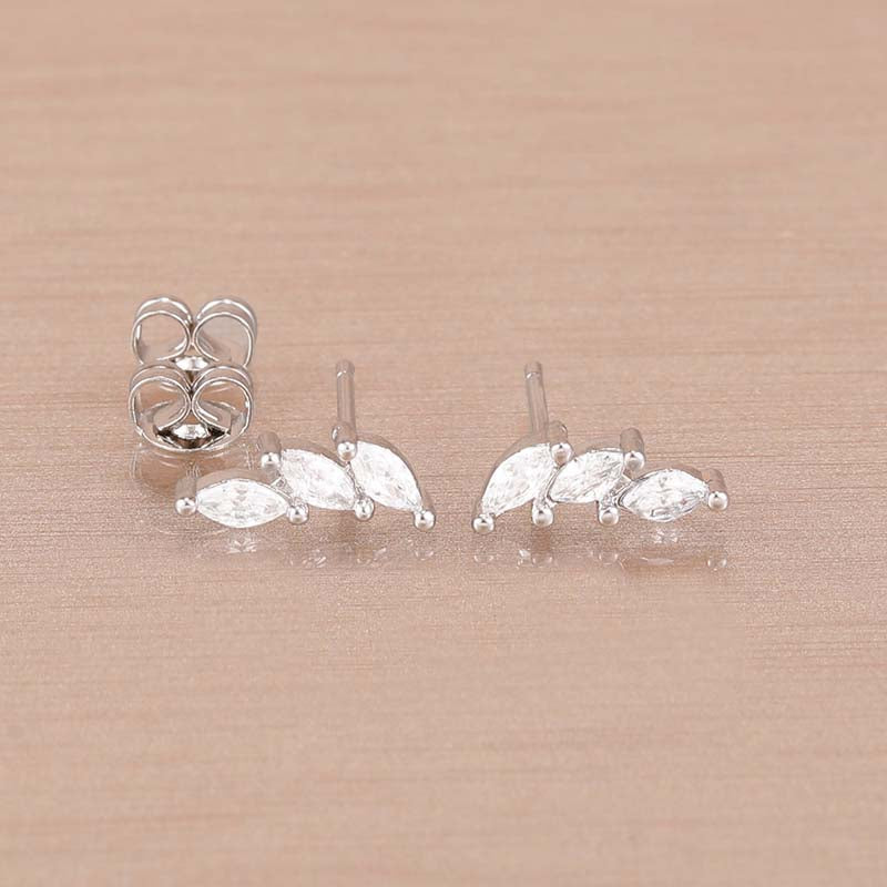 Luxury Green Crystal Zircon Leaves Stud Earrings for Women Fashion Gold Color Geometric Piercing Earring Bride Wedding Jewelry