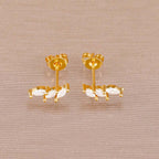 Luxury Green Crystal Zircon Leaves Stud Earrings for Women Fashion Gold Color Geometric Piercing Earring Bride Wedding Jewelry