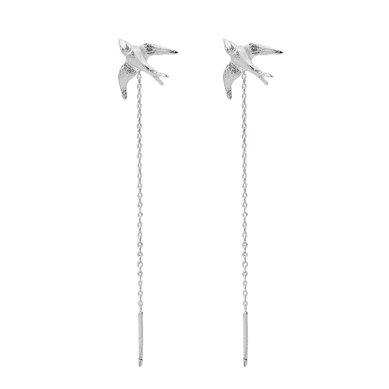 New Swallow Bird Girl Drop Earrings Cute Animals Chinese China Chic Tassel Dangle Earrings Women's Fashion Jewelry Accessories
