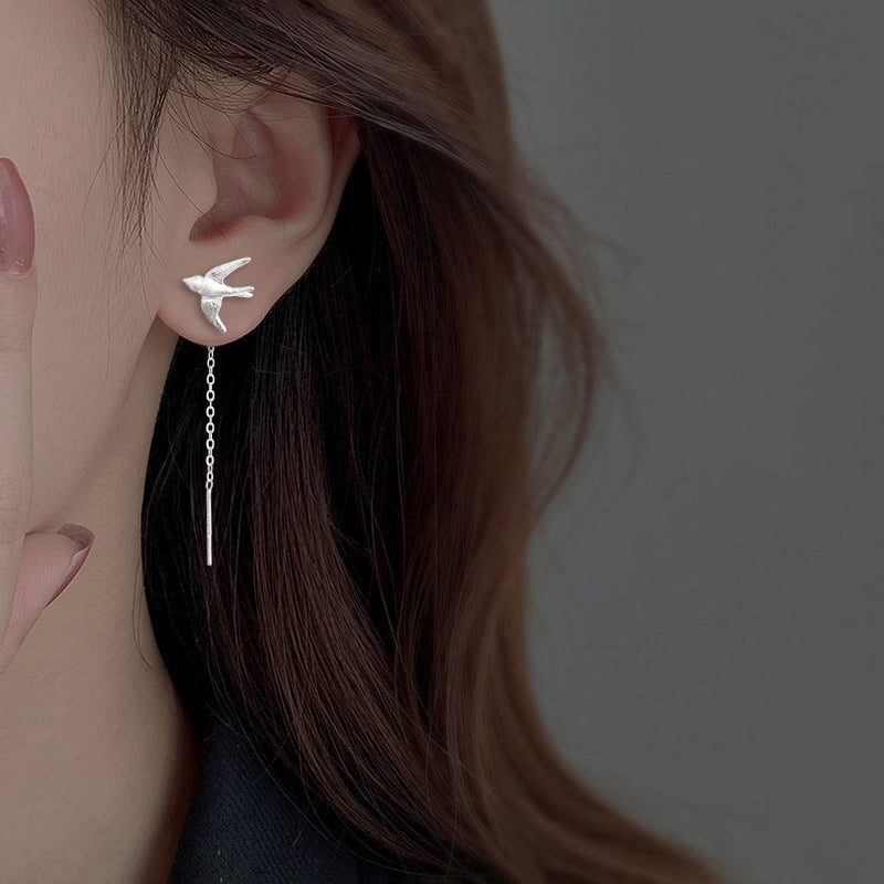 New Swallow Bird Girl Drop Earrings Cute Animals Chinese China Chic Tassel Dangle Earrings Women's Fashion Jewelry Accessories