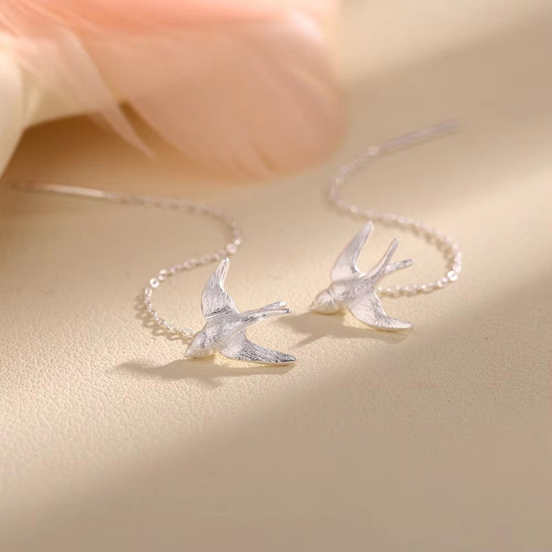 New Swallow Bird Girl Drop Earrings Cute Animals Chinese China Chic Tassel Dangle Earrings Women's Fashion Jewelry Accessories