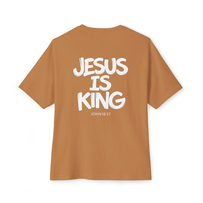 Jesus Is King Oversized Tee — Christian Graphic T‑Shirt  (John 18:37)