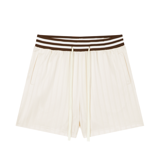 Unisex Striped Drawstring Polyester Casual Sporty Shorts