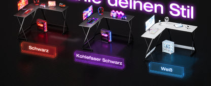 Coleshome Gaming Table 120x120 cm Gaming desk L Shape Stable Carbon Fiber Black