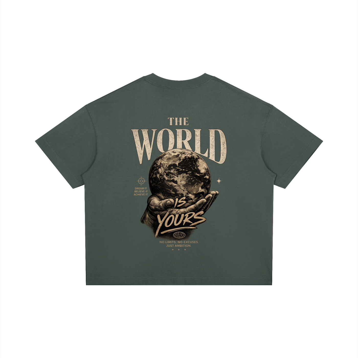 The World Is Yours Unisex Boxy Drop Shoulder Heavyweight Cotton Tee Shirt