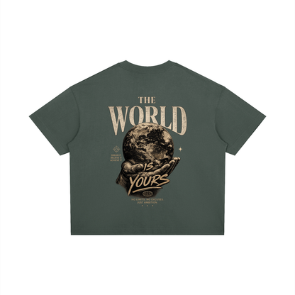 The World Is Yours Unisex Boxy Drop Shoulder Heavyweight Cotton Tee Shirt