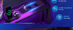Coleshome gaming desk with LED, 140x48 cm, black, cloth drawers, 2 sockets and 2 USB ports, Home Office monitor stand