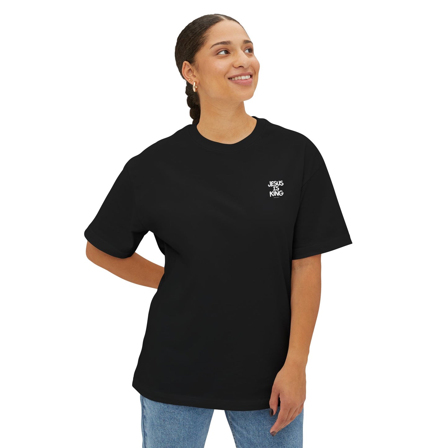 Jesus Is King Oversized Tee — Christian Graphic T‑Shirt  (John 18:37)