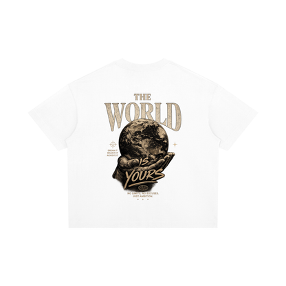 The World Is Yours Unisex Boxy Drop Shoulder Heavyweight Cotton Tee Shirt