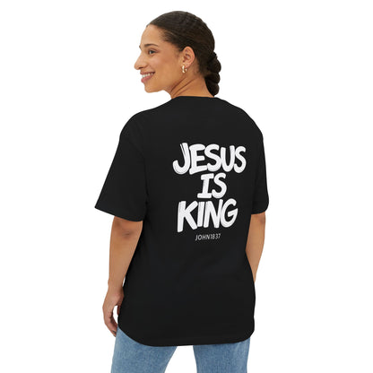 Jesus Is King Oversized Tee — Christian Graphic T‑Shirt  (John 18:37)