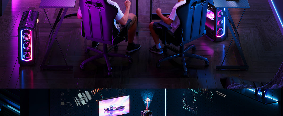 Coleshome Gaming Table 120x120 cm Gaming desk L Shape Stable Carbon Fiber Black