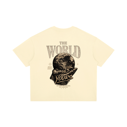 The World Is Yours Unisex Boxy Drop Shoulder Heavyweight Cotton Tee Shirt