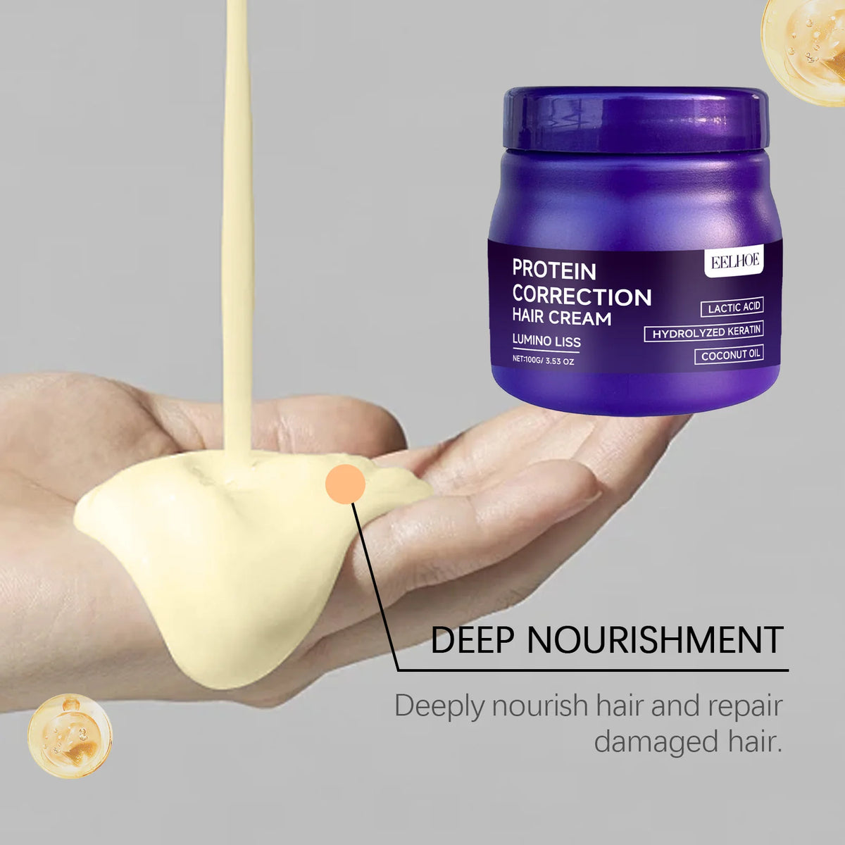 Protein Hair Straightening Cream with Silk Shine Technology Smooth Frizz Hair Intensive Dry Damaged Repair Keratin Hair Treatment Hydrating Hair Mask