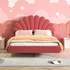 Creahappy, 140×200 cm Double Bed, Teen Bed, Girls’ Bed, Children’S Bed, Upholstered Bed, Kids’ Bed, Secondary Bedroom Bed, Guest Room Bed, Sturdy And Quiet Bed Frame, Trendy “Girl-Style” Bedroom Bed Frame, Velvet,