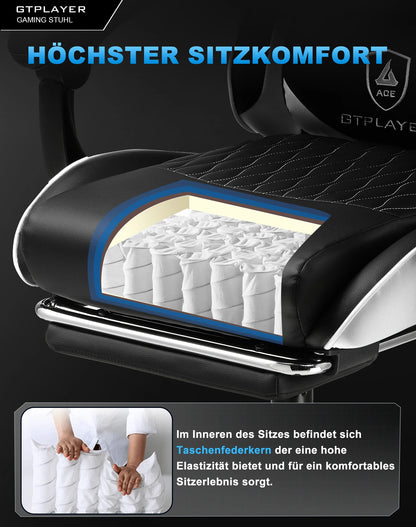 GTPLAYER Gaming Chair with Footrest & Lumbar Pillow