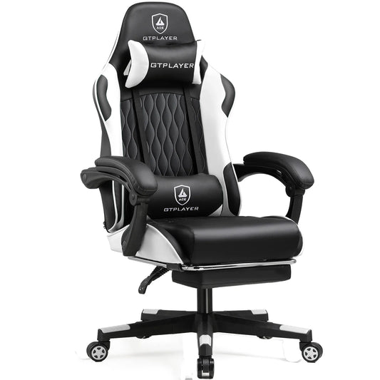 GTPLAYER Gaming Chair with Footrest & Lumbar Pillow
