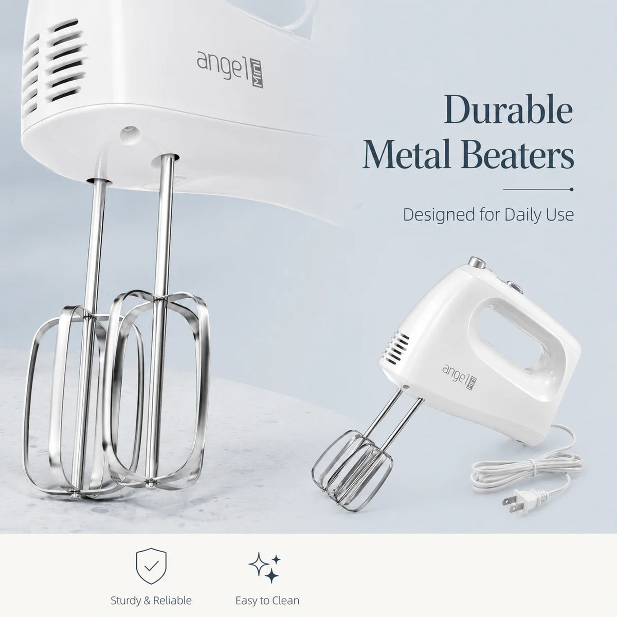 Everyday Baking Hand Mixer, 400W 5-Speed Electric Kitchen Mixer with Dough Hooks, Turbo Beaters and Whisk for Cake, Cookie Dough and Cream