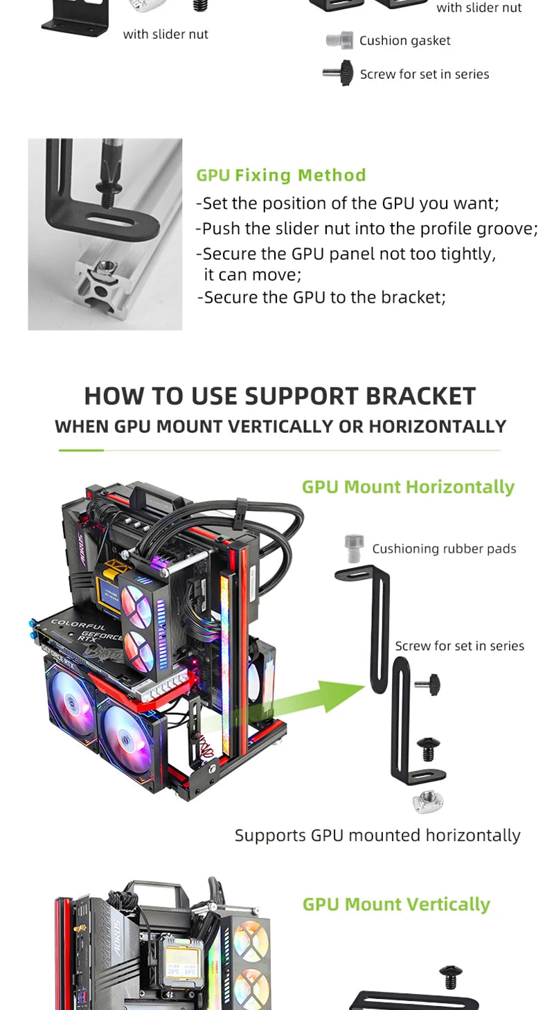 METALFISH BlockCase Aluminum Open Frame Case Support ATX/M-ATX Mainboard GPU Mount Horizontally 240 Water Cooler Gaming Cabinet