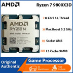 Original AMD Ryzen 7 9800X3D Desktop Processor  Zen 5 Processor Architecture 8 Cores 16 Threads AM5 CPU Socket PCIe 5.0 Express Version