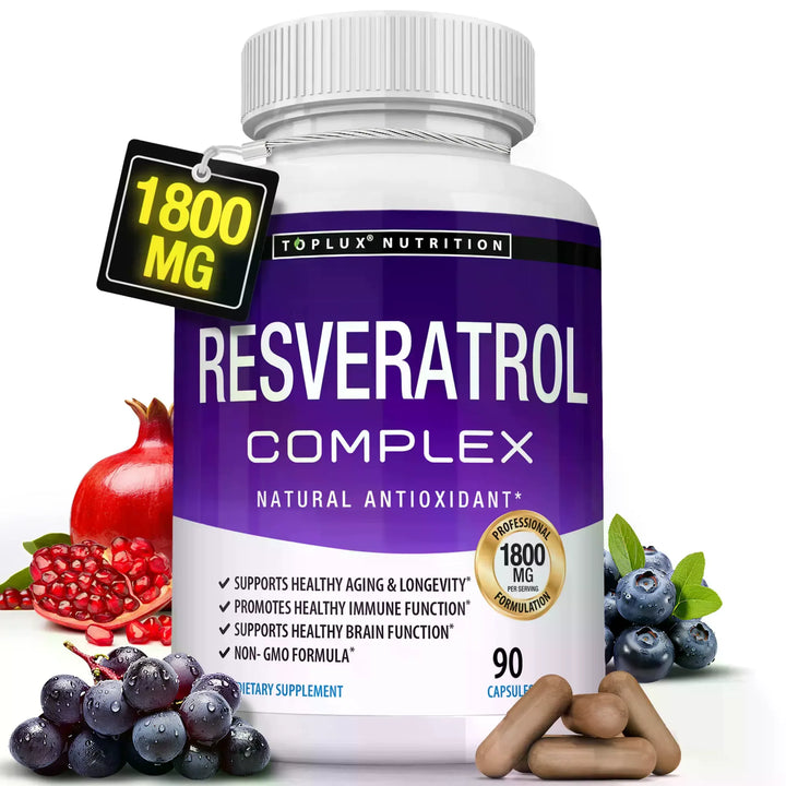 Natural Resveratrol Supplement 1800mg per Serving Powerful Antioxidant Formula for Health Support