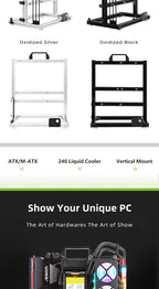 METALFISH BlockCase Aluminum Open Frame Case Support ATX/M-ATX Mainboard GPU Mount Horizontally 240 Water Cooler Gaming Cabinet