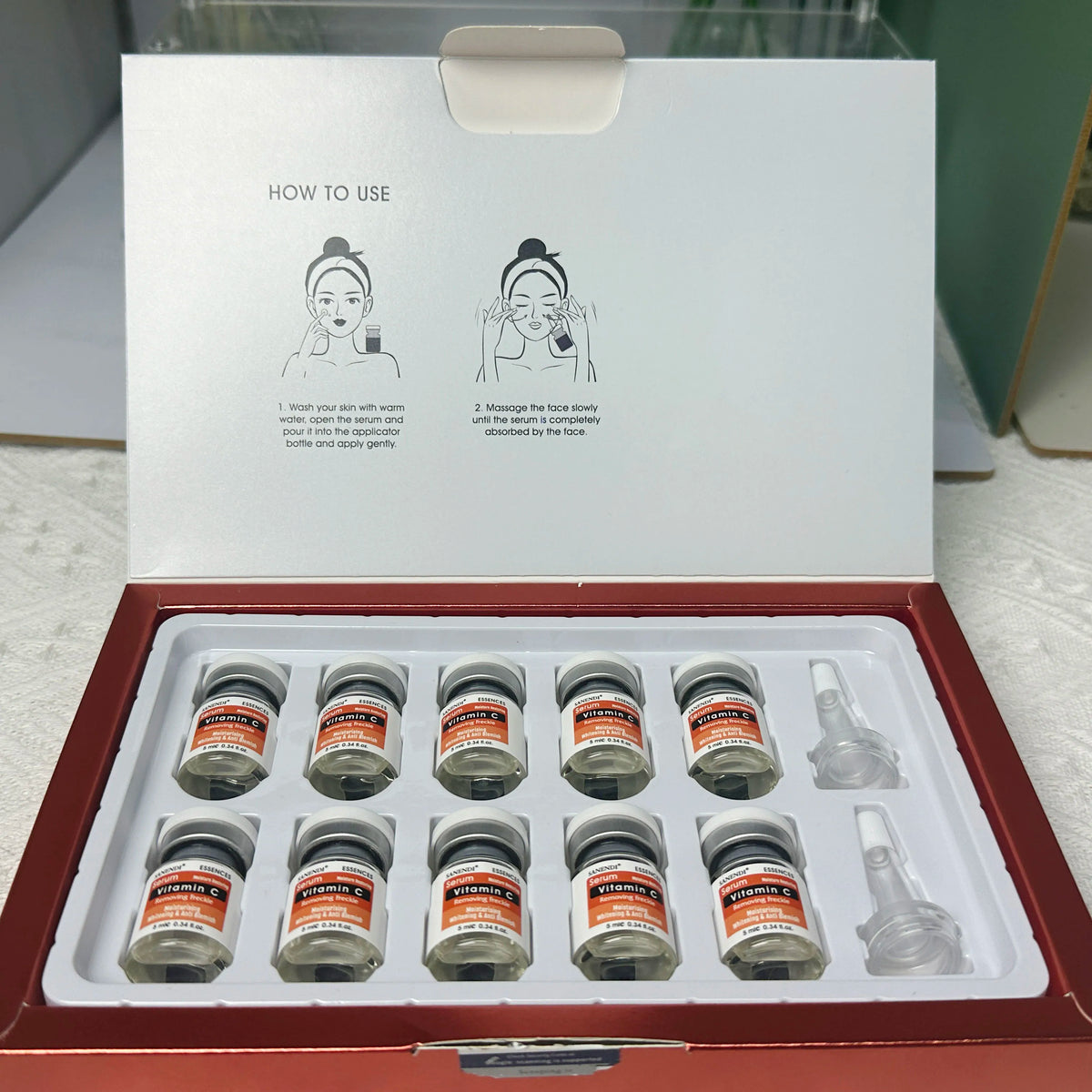 SANENDI Hyaluronic Acid Serum Six Peptides Vitamin C Essence Korean Skin Care Liquid Solution Hydrate Beauty Product 5ml 10 vial