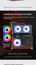 METALFISH BlockCase Aluminum Open Frame Case Support ATX/M-ATX Mainboard GPU Mount Horizontally 240 Water Cooler Gaming Cabinet