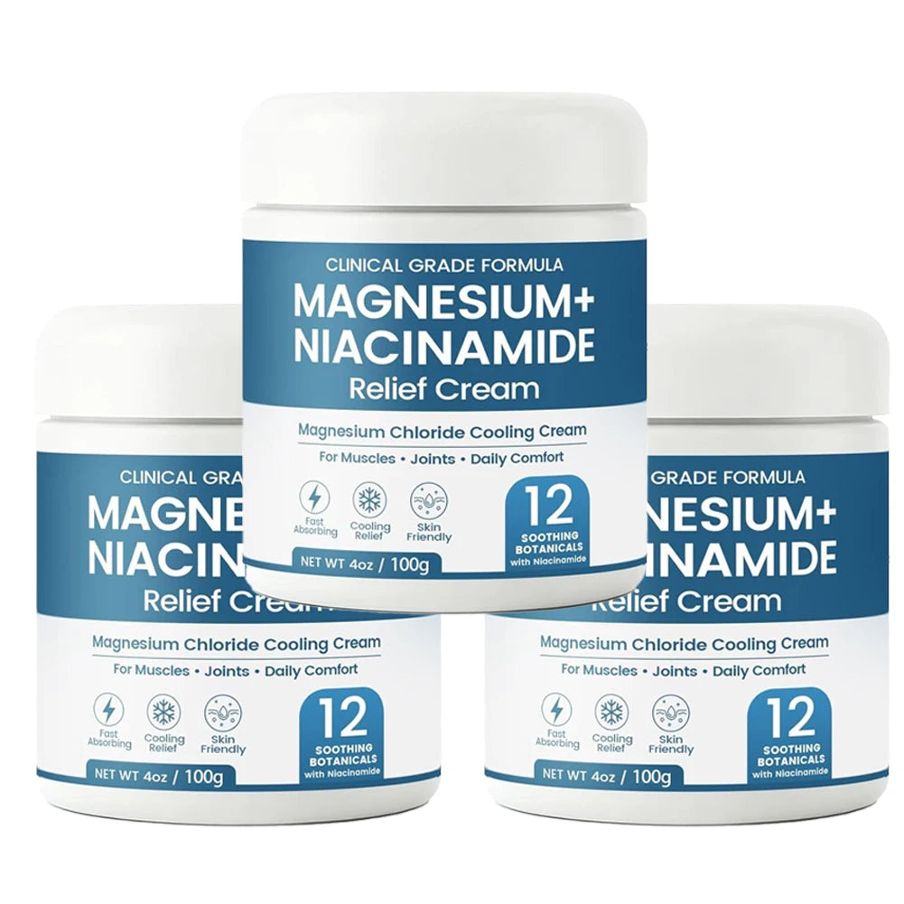 Magnesium Niacinamide Relief Body Cream, Magnesium Cream Cooling Formula, Lightweight, Non-greasy