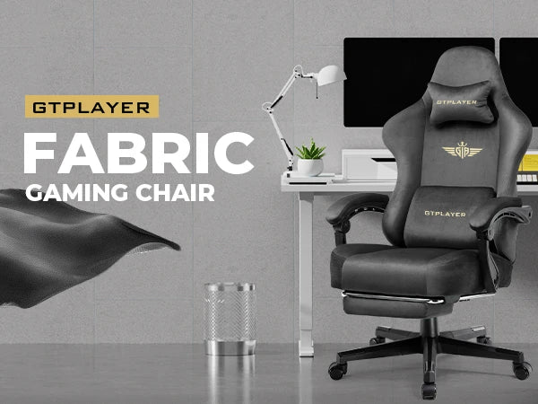 Gtplayer Gaming Chair Fabric with Pocket Spring Cushion, Big and Tall Gaming Chair 350Lbs High Back Computer Chair