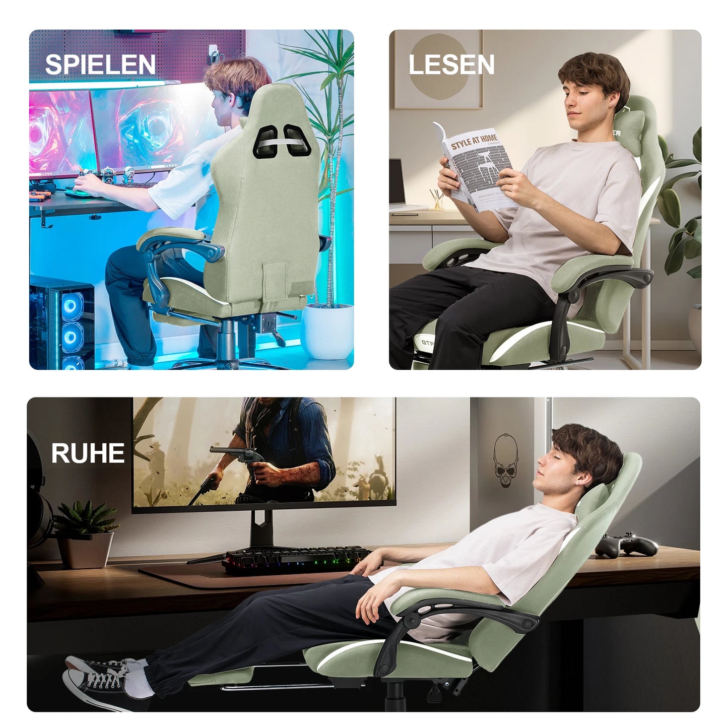 GTPLAYER Adjustable Fabric Gaming Chair