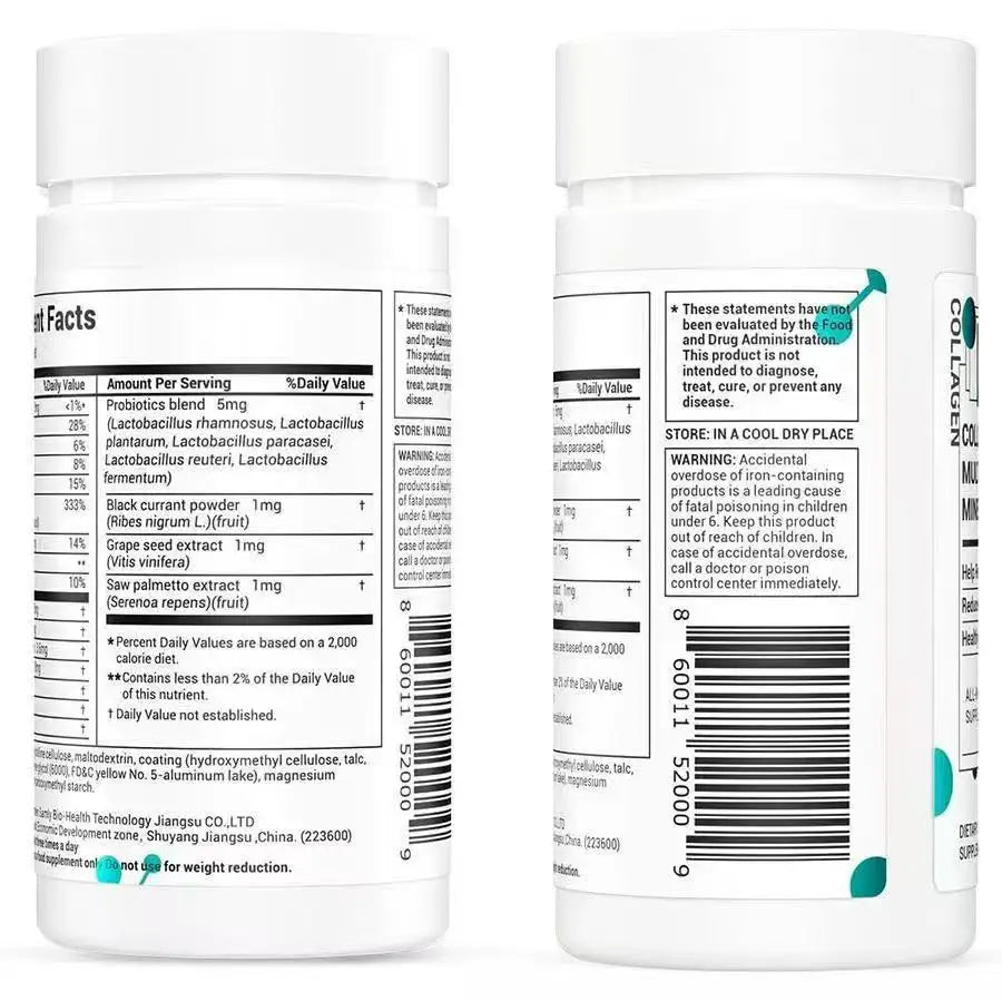 60 Tablets Collagen Peptide Multivitamin with Vitamin C And Niacinamide - Hair Skin Nails Support Supplement