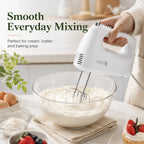 Everyday Baking Hand Mixer, 400W 5-Speed Electric Kitchen Mixer with Dough Hooks, Turbo Beaters and Whisk for Cake, Cookie Dough and Cream