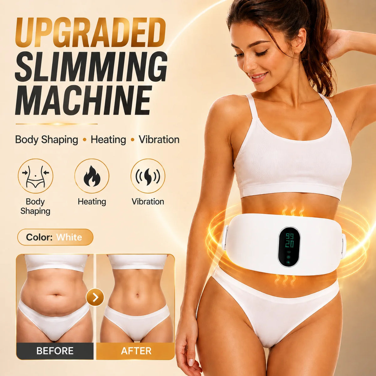 Slimming Machine for Women, Electric Abdominal Fat Burner, Anti-Cellulite Massage Belt, Body Shaping & Belly Fat Removal