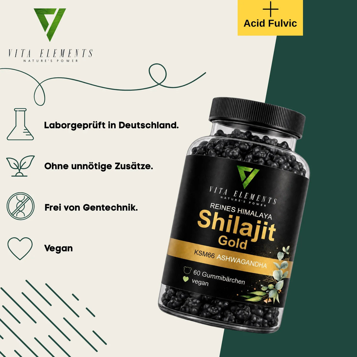 Himalaya Shilajit Gold Gummies |   Laboratory Tested in Germany |   Food Supplements |   60 Gummy Bears |   Vegan |   Without Genetic Engineering |   3-Piece Set