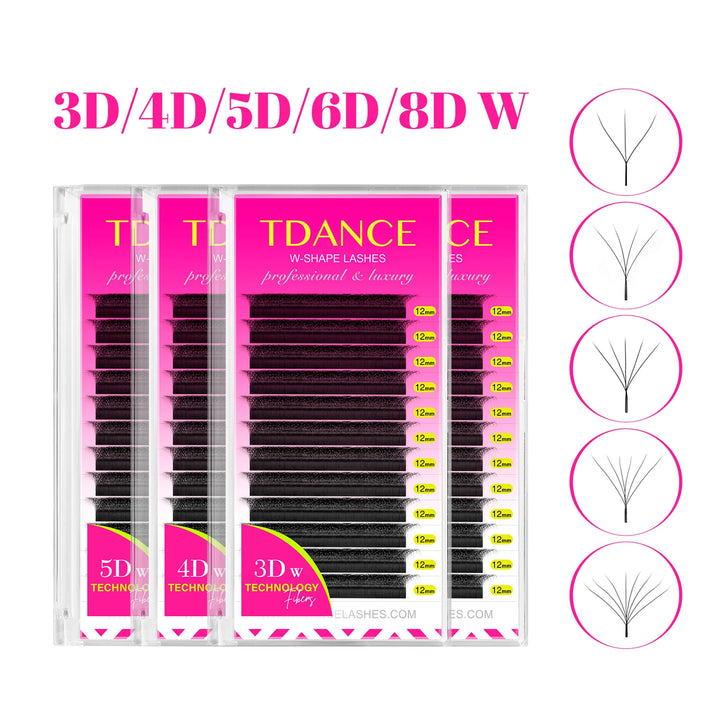 TDANCE 3D 4D 5D 6D Premade Fans Eyelash Extension W Style Faux Mink Natural Soft Bloom Lash Automatic Flowering Volume Eyelashes