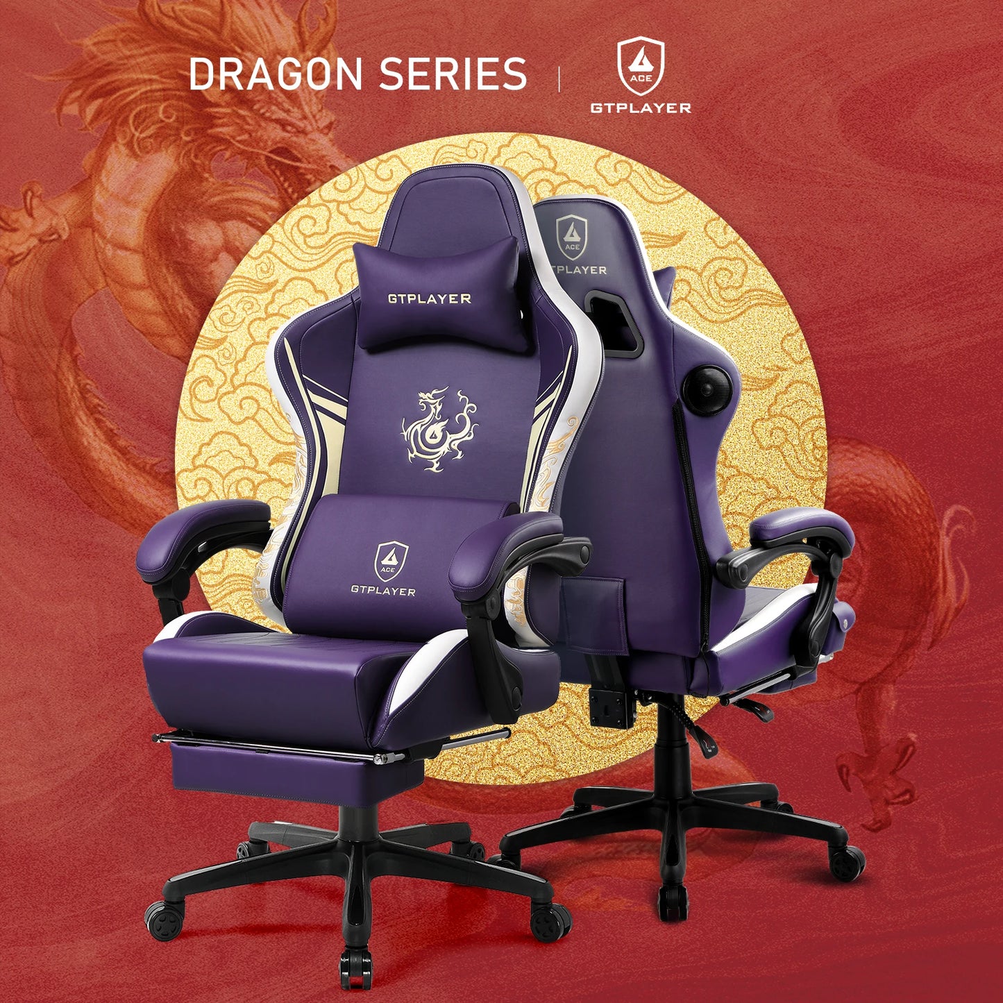 GTPLAYER Dragon Gaming Chair with Bluetooth & Footrest