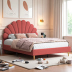 Creahappy, 140×200 cm Double Bed, Teen Bed, Girls’ Bed, Children’S Bed, Upholstered Bed, Kids’ Bed, Secondary Bedroom Bed, Guest Room Bed, Sturdy And Quiet Bed Frame, Trendy “Girl-Style” Bedroom Bed Frame, Velvet,