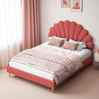 Creahappy, 140×200 cm Double Bed, Teen Bed, Girls’ Bed, Children’S Bed, Upholstered Bed, Kids’ Bed, Secondary Bedroom Bed, Guest Room Bed, Sturdy And Quiet Bed Frame, Trendy “Girl-Style” Bedroom Bed Frame, Velvet,